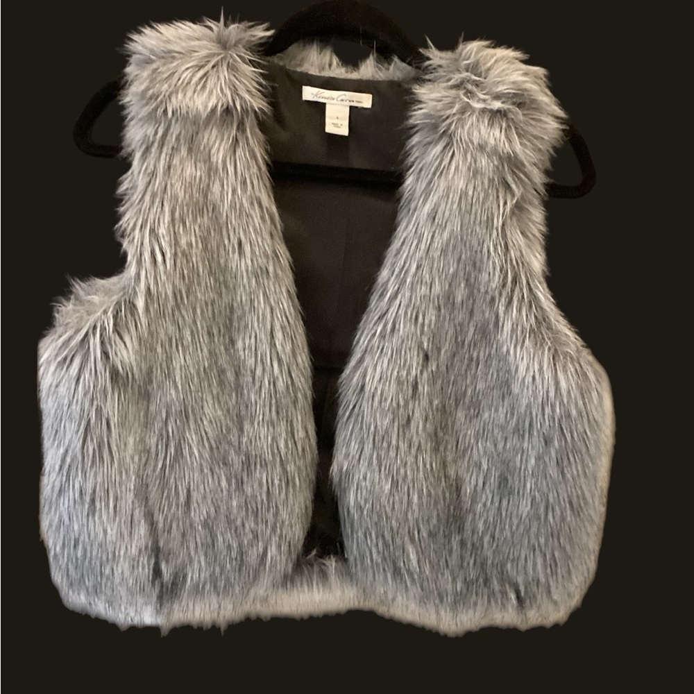 Kenneth Cole Gray Faux Fur Vest